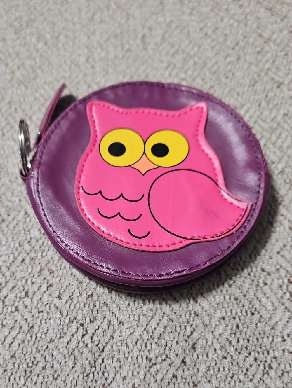 Kids Purple Coin Purse with Pink Owl